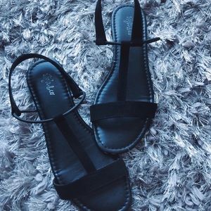 black suede top sandals